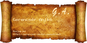 Gerencsér Anikó névjegykártya